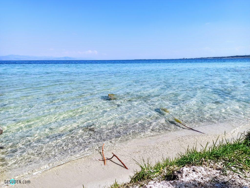 Lake Sevan - a shore with a salt-like sand