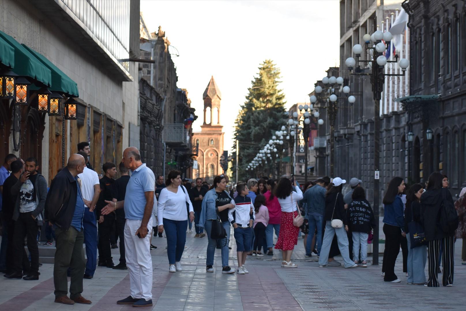 Crowded streets of Gyumri