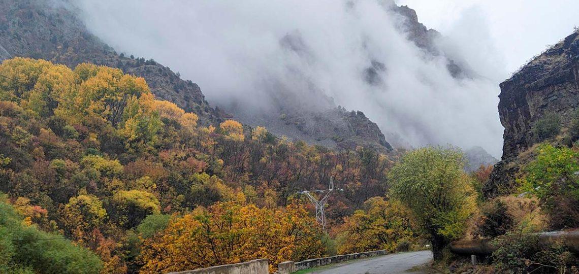 Clouds over the road: near the village of Yeghegis, Armenia, Vayots Dzor province.
